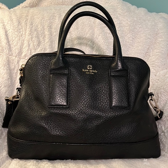 kate spade Handbags - Kate Spade black leather purse. Good used condition. 15” x 11”.